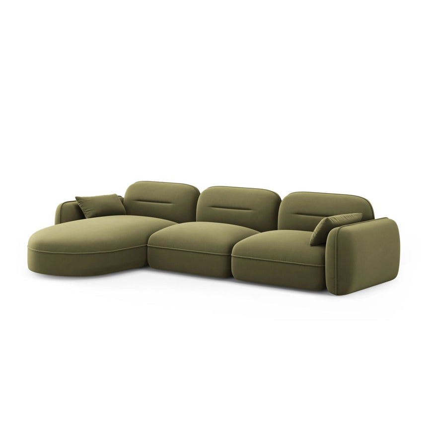 Sydney 4-Sitzer Ecksofa, Linke Seite, aus Samt in Hellgrün (Casino Forest), 320x165x70 cm von Cosmopolitan Design – Bild 4