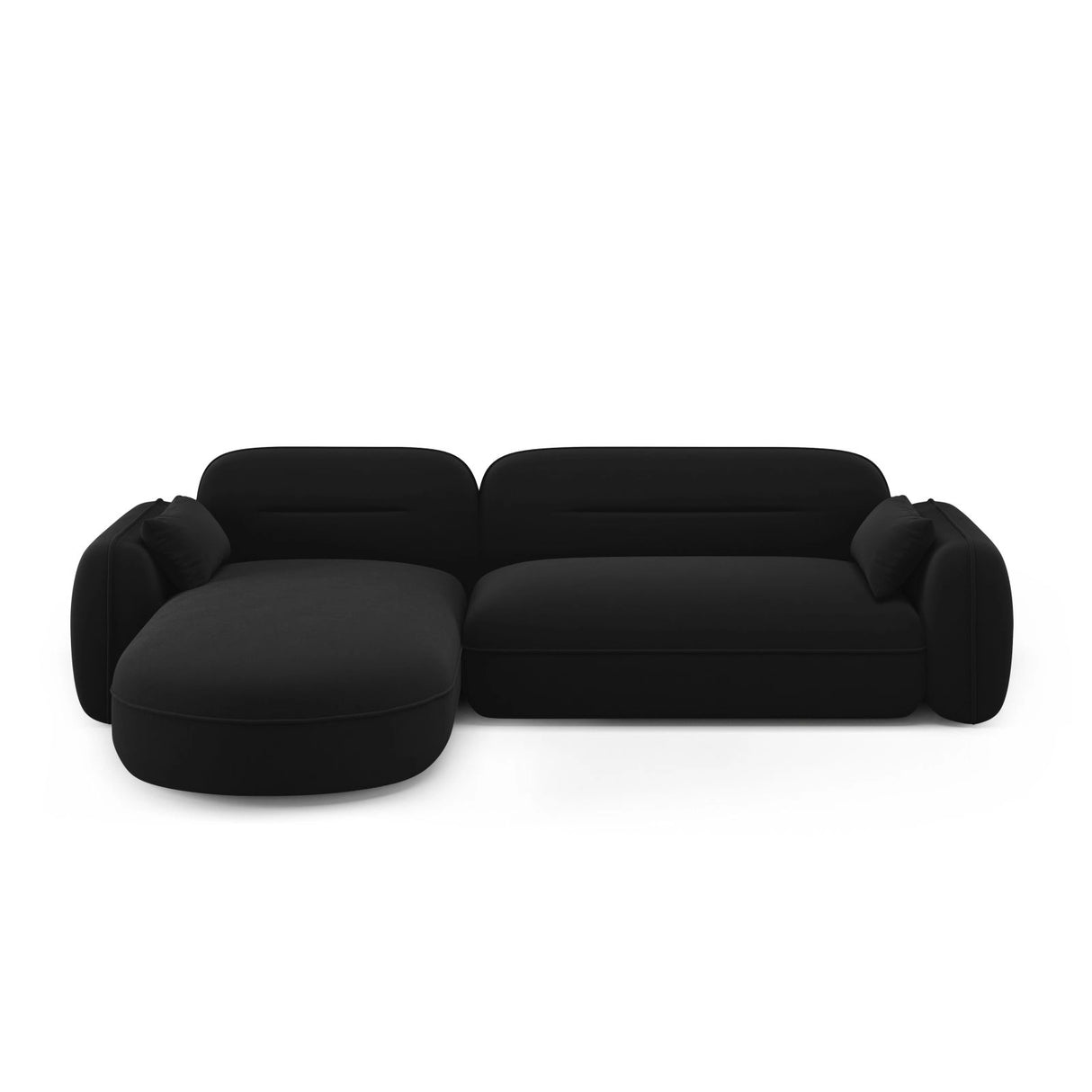Sydney 4-Sitzer Ecksofa, Linke Seite, aus Samt in Schwarz (Casino Black), 275x165x70 cm von Cosmopolitan Design – Bild 1