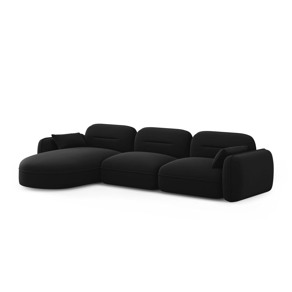 Sydney 4-Sitzer Ecksofa, Linke Seite, aus Samt in Schwarz (Casino Black), 320x165x70 cm von Cosmopolitan Design – Bild 4
