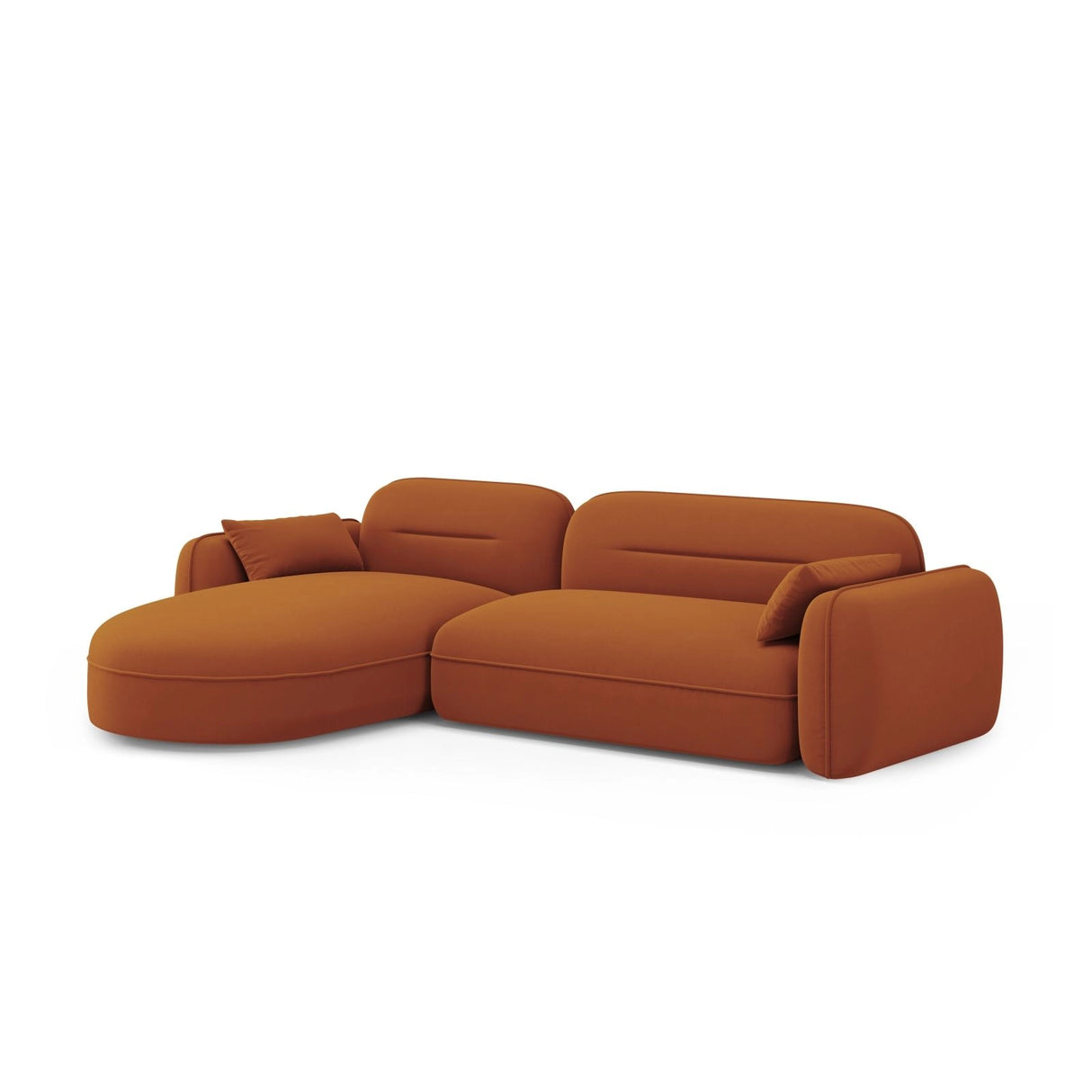 Sydney 4-Sitzer Ecksofa, Linke Seite, aus Samt in Terrakotta (Casino Terracota), 275x165x70 cm von Cosmopolitan Design – Bild 4