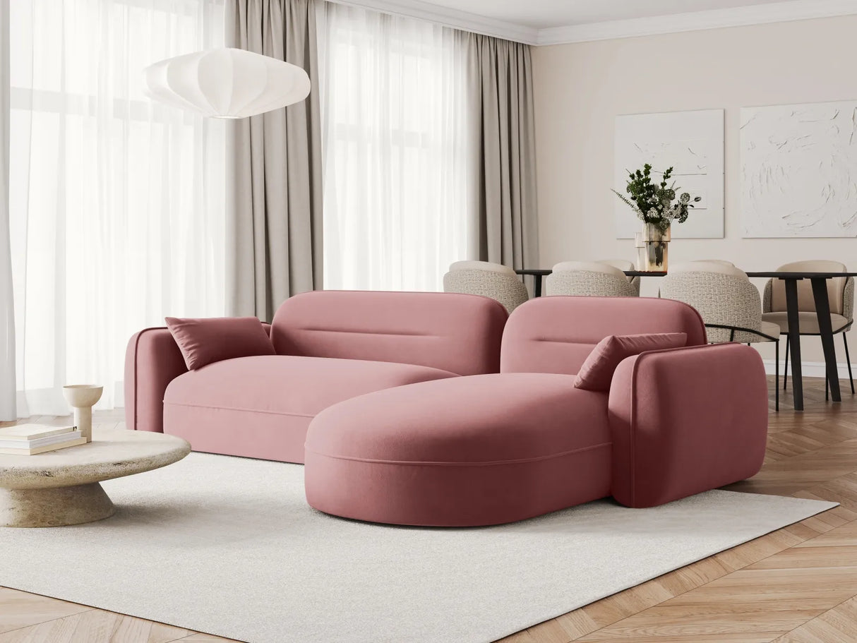 Sydney 4-Sitzer Ecksofa, Rechte Seite, aus Samt in Flamingo (Casino Salmon), 275x165x70 cm von Cosmopolitan Design – Bild 2