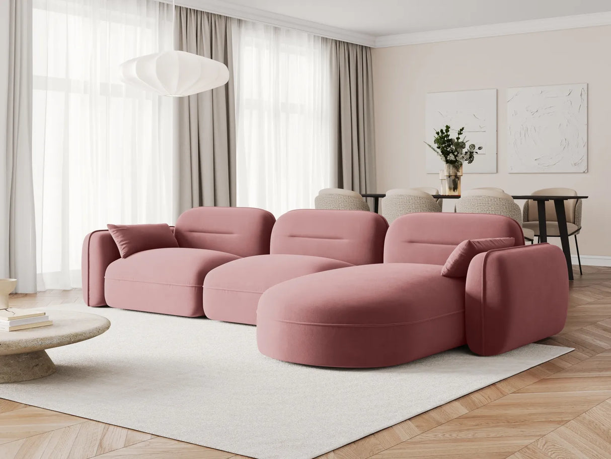 Sydney 4-Sitzer Ecksofa, Rechte Seite, aus Samt in Flamingo (Casino Salmon), 320x165x70 cm von Cosmopolitan Design – Bild 2
