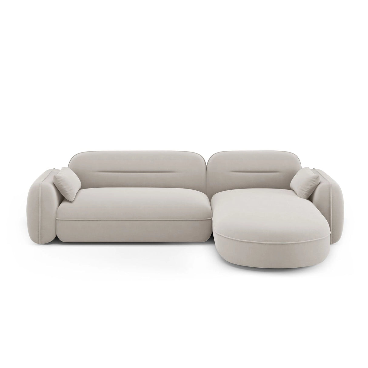 Sydney 4-Sitzer Ecksofa, Rechte Seite, aus Samt in Hellbeige (Casino Pearl), 275x165x70 cm von Cosmopolitan Design – Bild 1