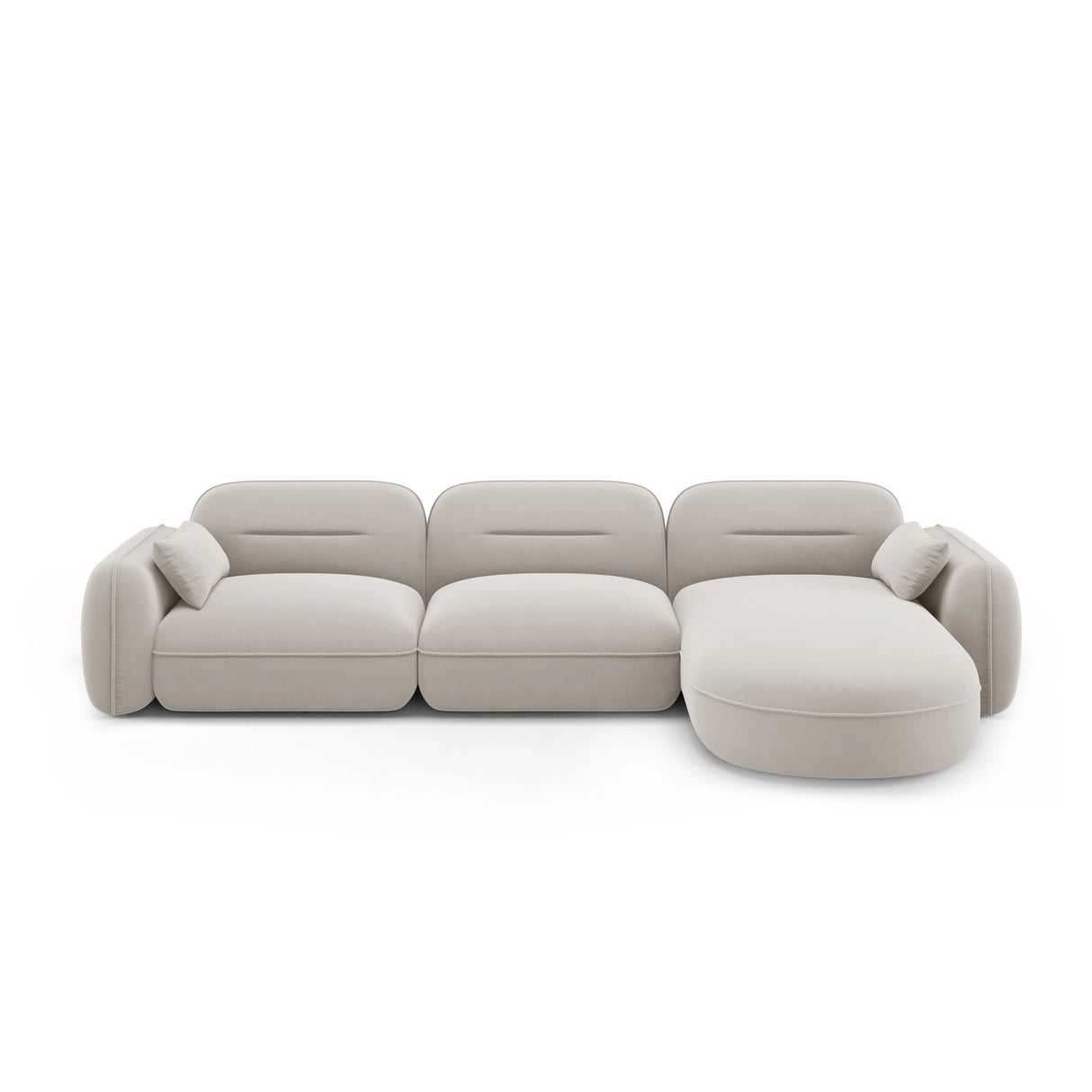Sydney 4-Sitzer Ecksofa, Rechte Seite, aus Samt in Hellbeige (Casino Pearl), 320x165x70 cm von Cosmopolitan Design – Bild 1