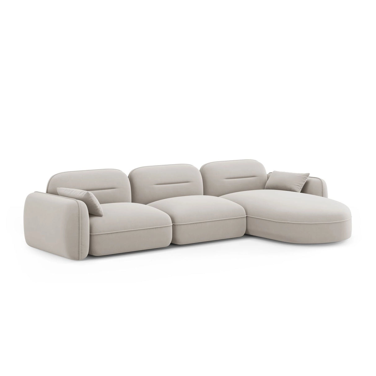 Sydney 4-Sitzer Ecksofa, Rechte Seite, aus Samt in Hellbeige (Casino Pearl), 320x165x70 cm von Cosmopolitan Design – Bild 4