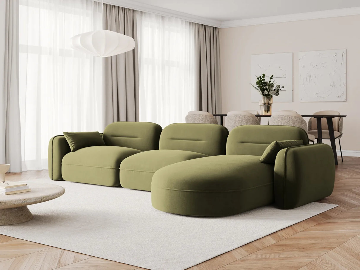 Sydney 4-Sitzer Ecksofa, Rechte Seite, aus Samt in Hellgrün (Casino Forest), 320x165x70 cm von Cosmopolitan Design – Bild 2