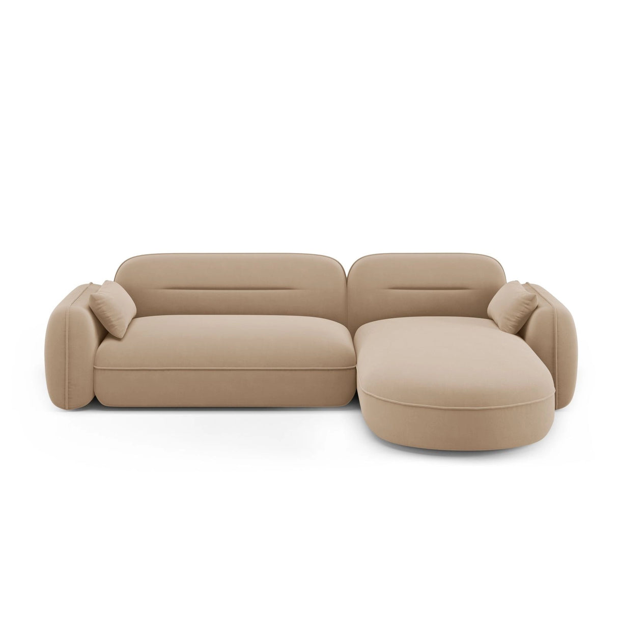 Sydney 4-Sitzer Ecksofa, Rechte Seite, aus Samt in Sand (Casino Lion), 275x165x70 cm von Cosmopolitan Design – Bild 1