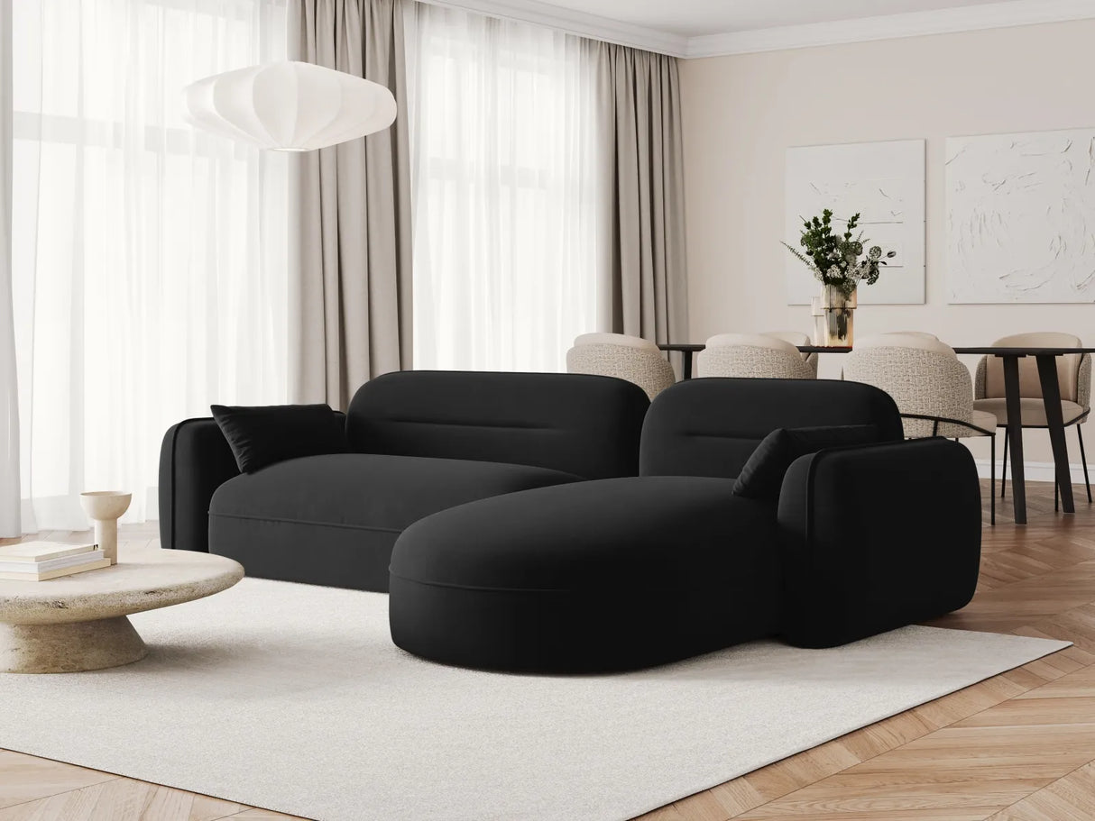 Sydney 4-Sitzer Ecksofa, Rechte Seite, aus Samt in Schwarz (Casino Black), 275x165x70 cm von Cosmopolitan Design – Bild 2