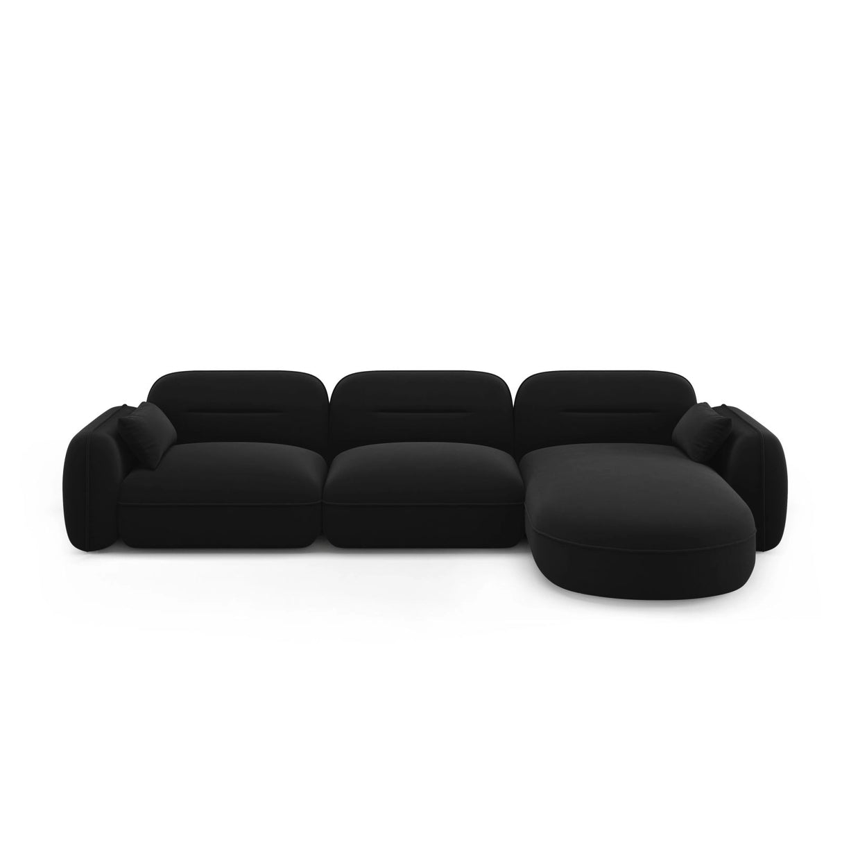 Sydney 4-Sitzer Ecksofa, Rechte Seite, aus Samt in Schwarz (Casino Black), 320x165x70 cm von Cosmopolitan Design – Bild 1