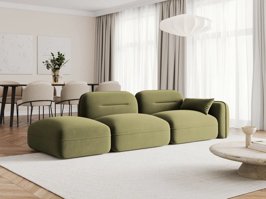 Sydney Modulares 3-Sitzer Sofa, Linke Seite, aus Samt in Hellgrün (Casino Forest), 295x90 cm von Cosmopolitan Design – Bild 2