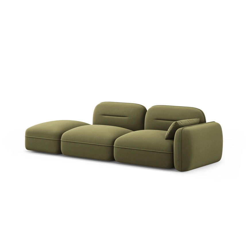 Sydney Modulares 3-Sitzer Sofa, Linke Seite, aus Samt in Hellgrün (Casino Forest), 295x90 cm von Cosmopolitan Design – Bild 4