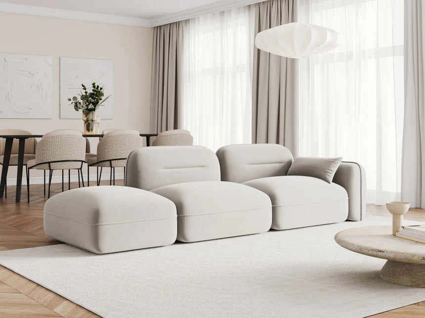 Sydney Modulares 3-Sitzer Sofa, Linke Seite, aus Samt in Leichtes Beige (Casino Pearl), 295x90 cm von Cosmopolitan Design – Bild 2