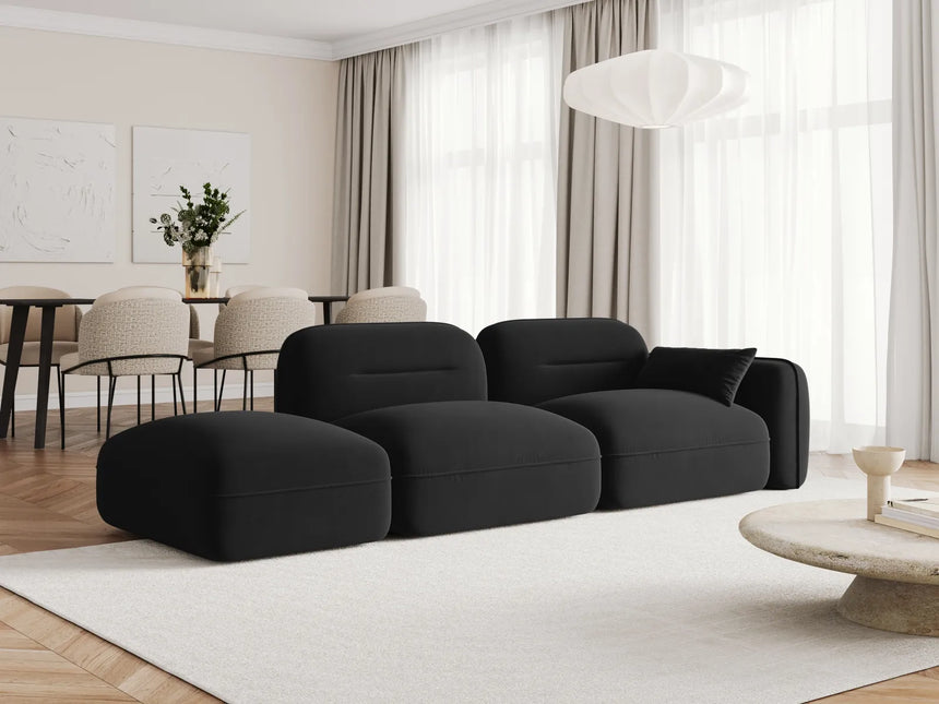 Sydney Modulares 3-Sitzer Sofa, Linke Seite, aus Samt in Schwarz (Casino Black), 295x90 cm von Cosmopolitan Design – Bild 2