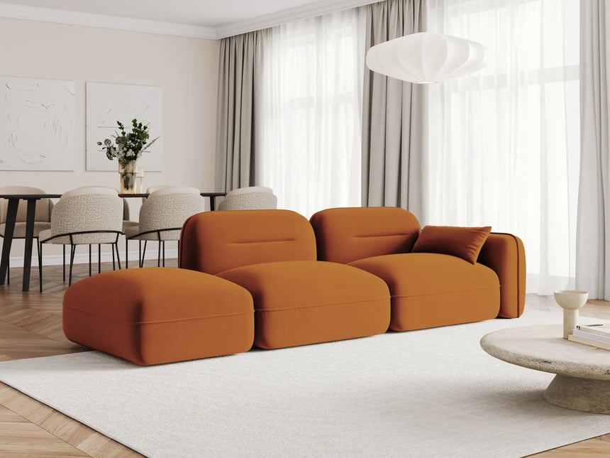 Sydney Modulares 3-Sitzer Sofa, Linke Seite, aus Samt in Terrakotta (Casino Terracota), 295x90 cm von Cosmopolitan Design – Bild 2