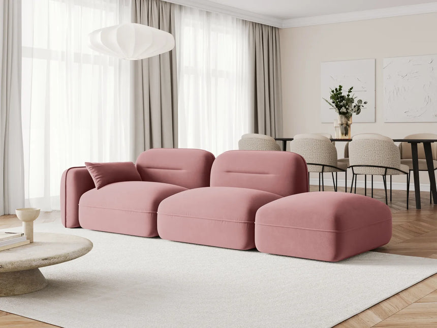 Sydney Modulares 3-Sitzer Sofa, Rechte Seite, aus Samt in Flamingo (Casino Salmon), 295x90 cm von Cosmopolitan Design – Bild 2