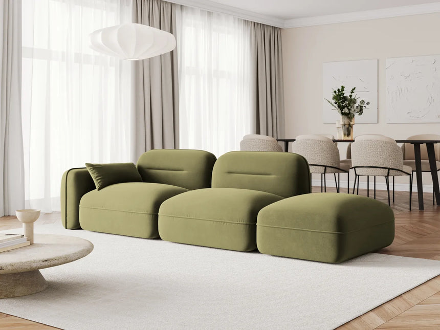 Sydney Modulares 3-Sitzer Sofa, Rechte Seite, aus Samt in Hellgrün (Casino Forest), 295x90 cm von Cosmopolitan Design – Bild 2