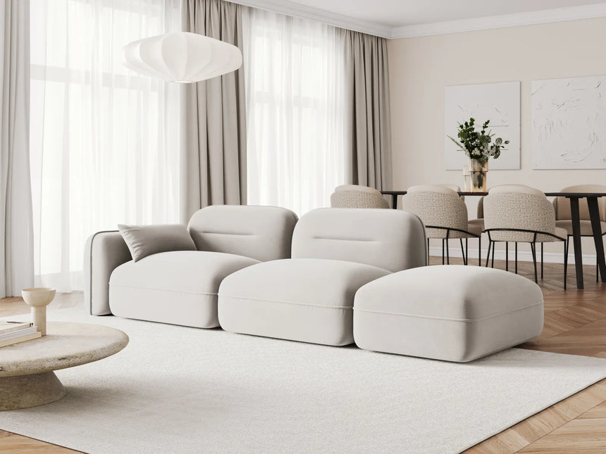Sydney Modulares 3-Sitzer Sofa, Rechte Seite, aus Samt in Leichtes Beige (Casino Pearl), 295x90 cm von Cosmopolitan Design – Bild 2