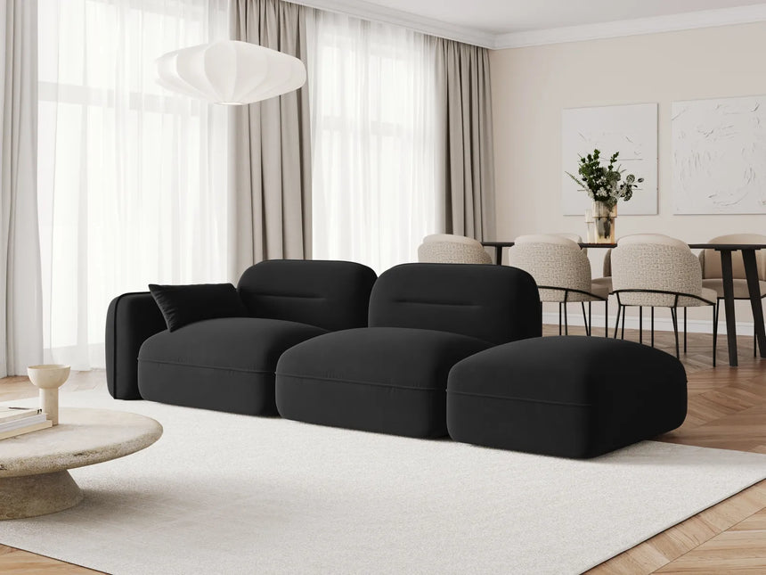 Sydney Modulares 3-Sitzer Sofa, Rechte Seite, aus Samt in Schwarz (Casino Black), 295x90 cm von Cosmopolitan Design – Bild 2
