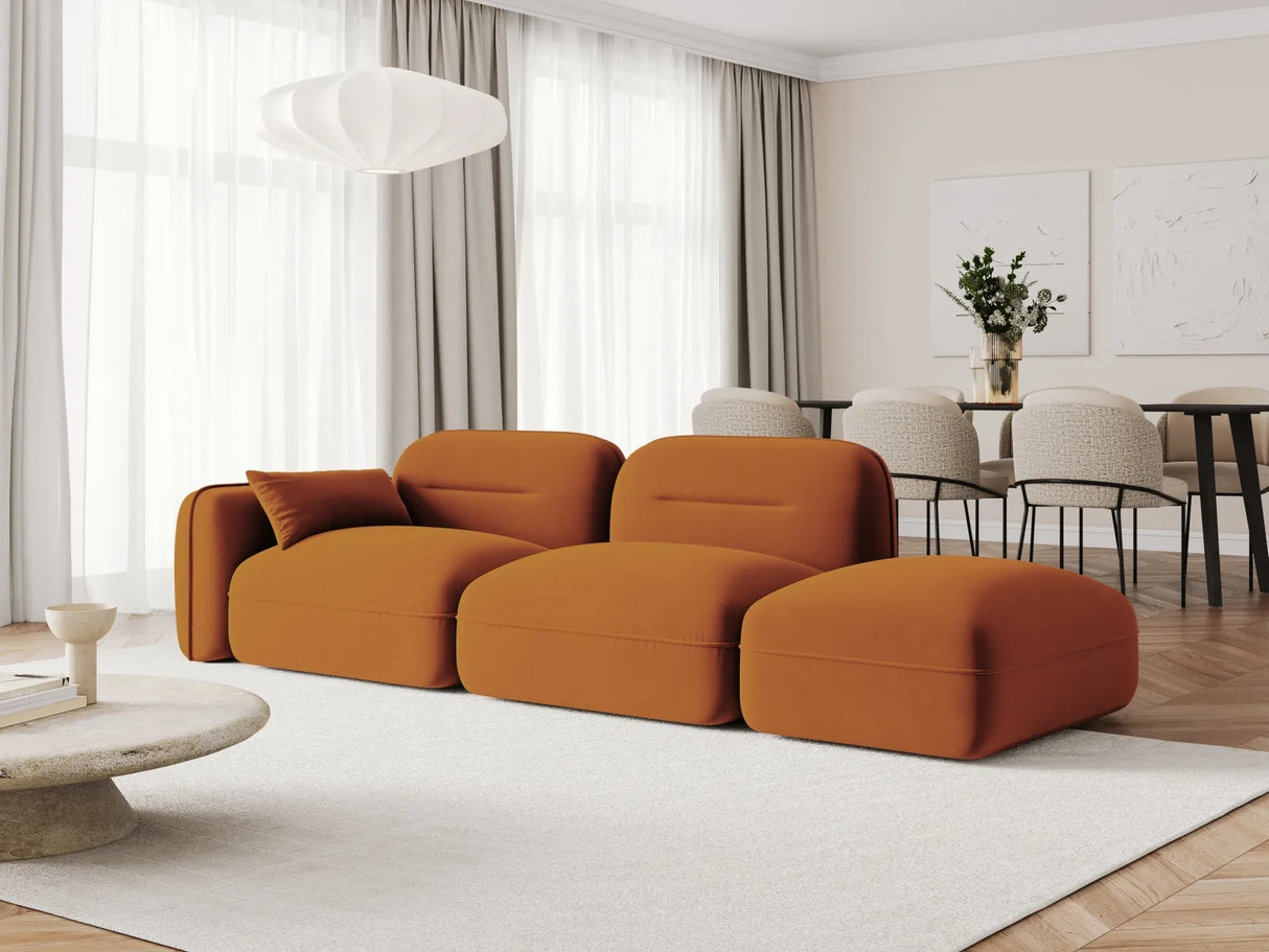 Sydney Modulares 3-Sitzer Sofa, Rechte Seite, aus Samt in Terrakotta (Casino Terracota), 295x90 cm von Cosmopolitan Design – Bild 2