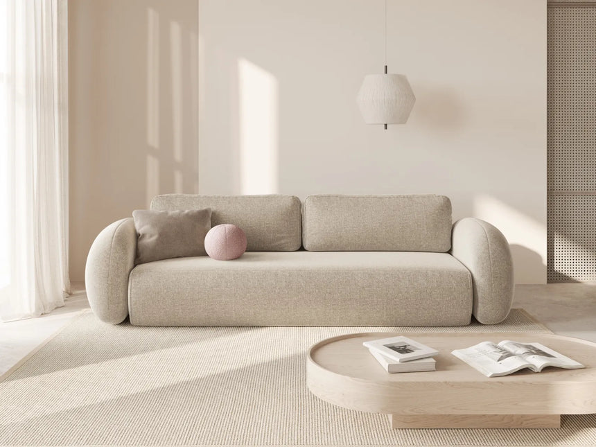 Tonale 3-Sitzer Sofa mit Schlaffunktion und Stauraum, aus Chenille in Dunkelbeige (Eden 4 Beige), 262x105x88 cm von Cosmopolitan Design – Bild 2
