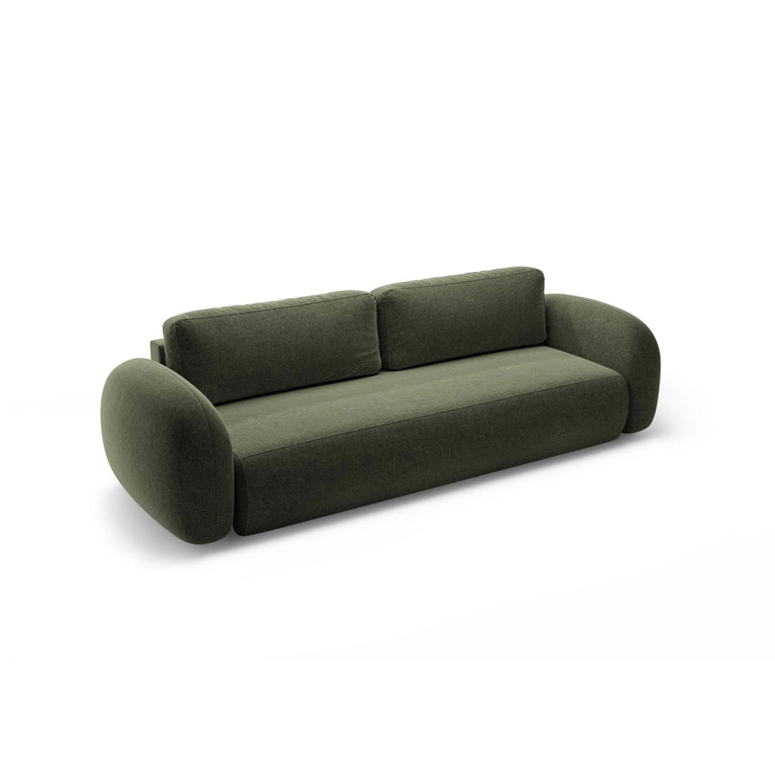 Tonale 3-Sitzer Sofa mit Schlaffunktion und Stauraum, aus Chenille in Grün (Eden 12 Olive), 262x105x88 cm von Cosmopolitan Design – Bild 4