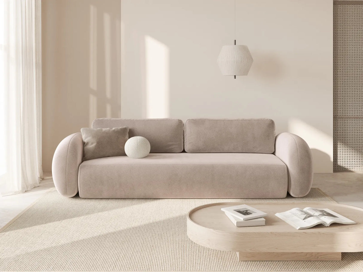 Tonale 3-Sitzer Sofa mit Schlaffunktion und Stauraum, aus Samt in Mandelbeige (Magic Velvet 2282), 262x105x88 cm von Cosmopolitan Design – Bild 2