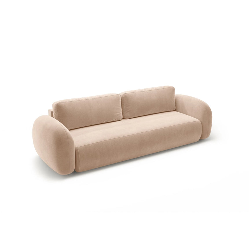Tonale 3-Sitzer Sofa mit Schlaffunktion und Stauraum, aus Samt in Mandelbeige (Magic Velvet 2282), 262x105x88 cm von Cosmopolitan Design – Bild 4