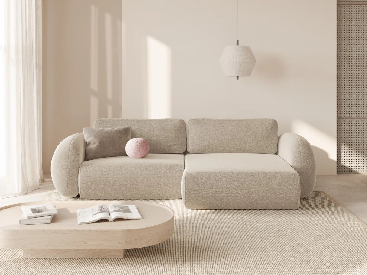 Tonale 4-Sitzer Ecksofa mit Schlaffunktion, ausklappbar, aus Chenille in Dunkelbeige (Eden 4 Beige), 262x149 cm von Cosmopolitan Design – Bild 2