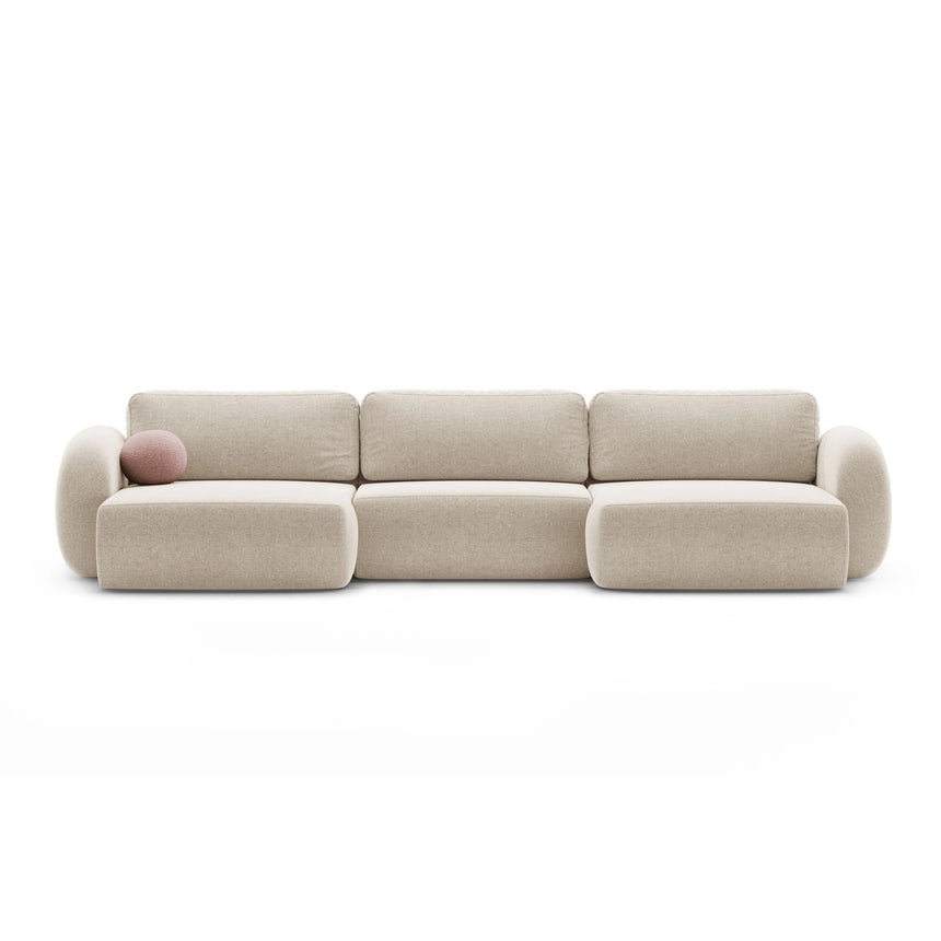 Tonale 5-Sitzer Panorama Sofa aus Chenille in Dunkelbeige (Eden 4 Beige), Beine in Schwarzes Plastik, 362x149x88 cm von Cosmopolitan Design – Bild 1