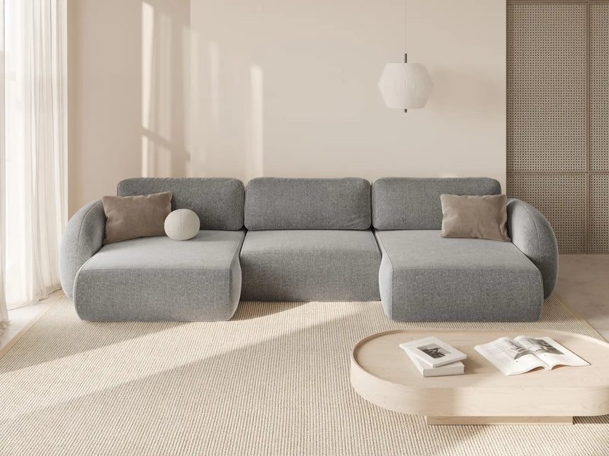 Tonale 5-Sitzer Panorama Sofa aus Chenille in Hellgrau (Eden 18 Grey), Beine in Schwarzes Plastik, 362x149x88 cm von Cosmopolitan Design – Bild 2