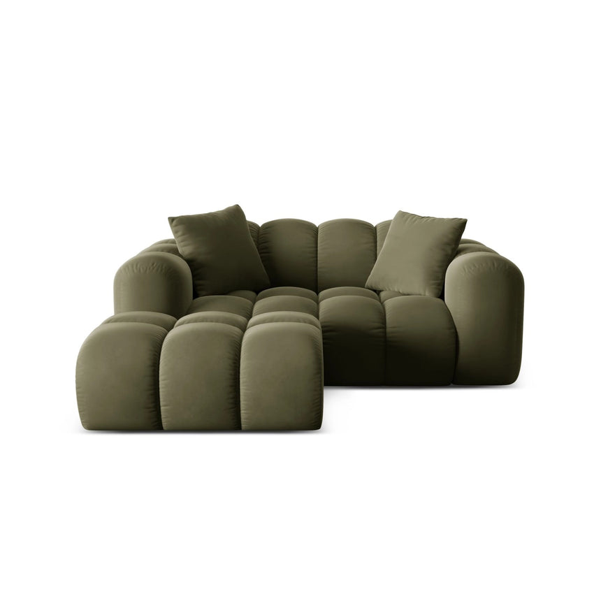 Treno 2-Sitzer Ecksofa, Linke Seite, aus Samt in Grün (Bluvel 77), 180x164 cm von Cosmopolitan Design – Bild 1