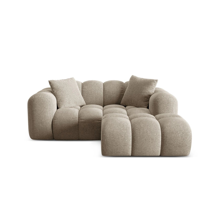 Treno 2-Sitzer Ecksofa, Rechte Seite, aus Chenille in Dunkelbeige (Eden 4 Beige), 180x164 cm von Cosmopolitan Design – Bild 1