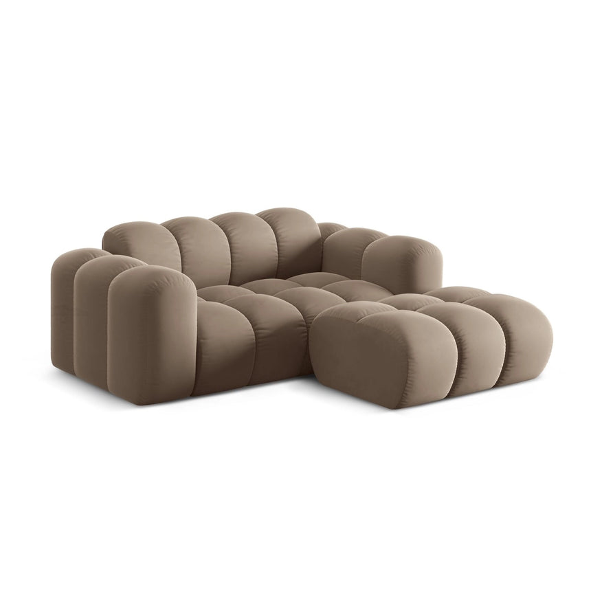 Treno 2-Sitzer Ecksofa, Rechte Seite, aus Samt in Cappuccino (Bluvel 40), 180x164 cm von Cosmopolitan Design – Bild 4