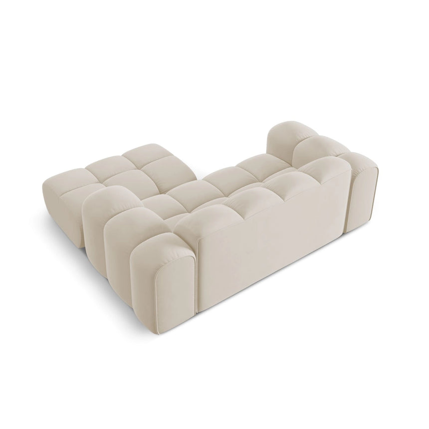 Treno 2-Sitzer Ecksofa, Rechte Seite, aus Samt in Dunkelbeige (Bluvel 30), 180x164 cm von Cosmopolitan Design – Bild 6