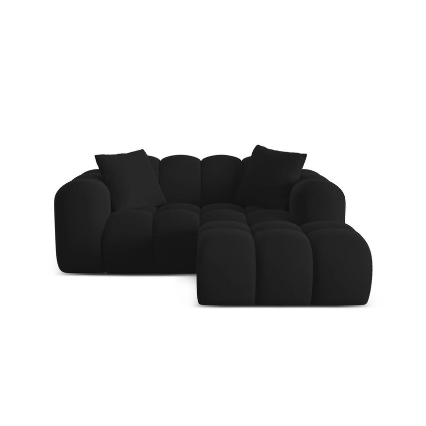 Treno 2-Sitzer Ecksofa, Rechte Seite, aus Samt in Schwarz (Bluvel 19), 180x164 cm von Cosmopolitan Design – Bild 1