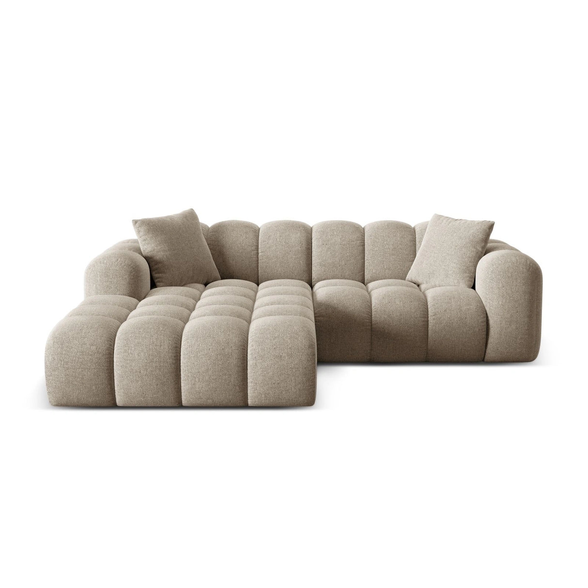 Treno 3-Sitzer Ecksofa, Linke Seite, aus Chenille in Dunkelbeige (Eden 4 Beige), 240x184x70 cm von Cosmopolitan Design – Bild 1