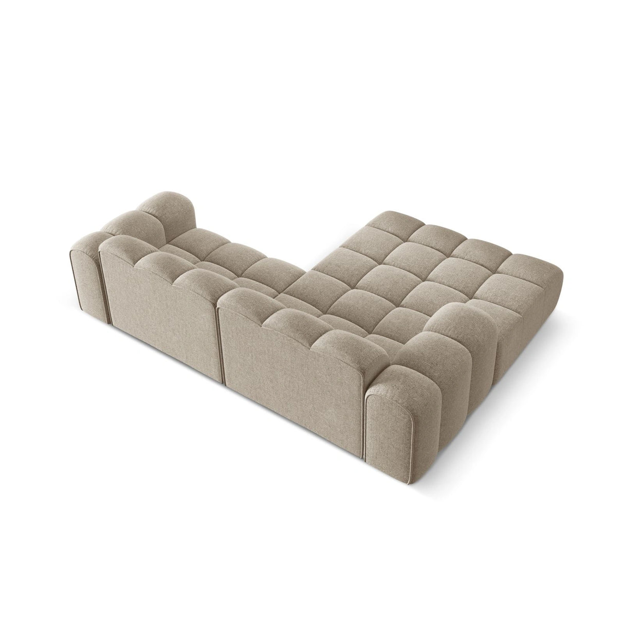 Treno 3-Sitzer Ecksofa, Linke Seite, aus Chenille in Dunkelbeige (Eden 4 Beige), 240x184x70 cm von Cosmopolitan Design – Bild 6