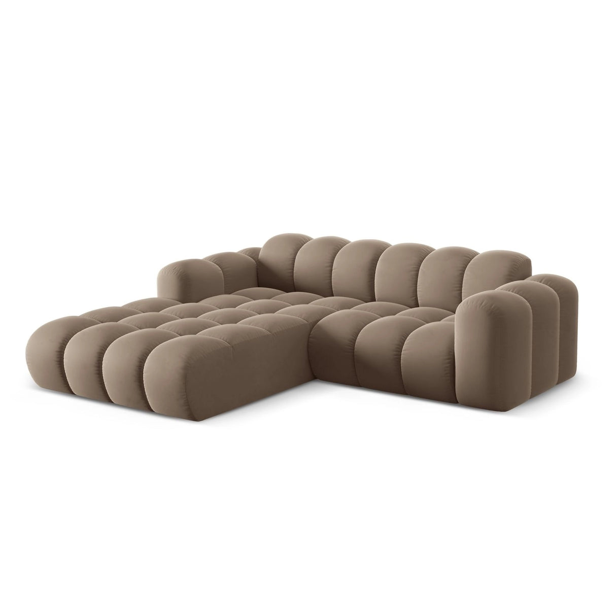 Treno 3-Sitzer Ecksofa, Linke Seite, aus Samt in Cappuccino (Bluvel 40), 240x184x70 cm von Cosmopolitan Design – Bild 4