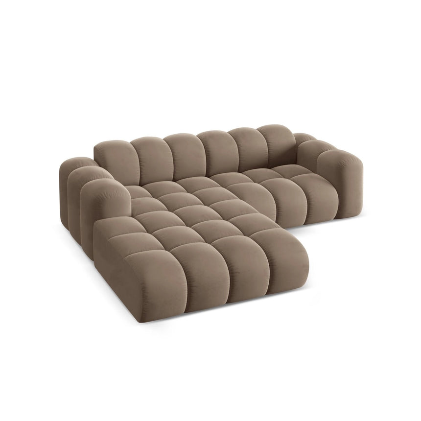 Treno 3-Sitzer Ecksofa, Linke Seite, aus Samt in Cappuccino (Bluvel 40), 240x184x70 cm von Cosmopolitan Design – Bild 5