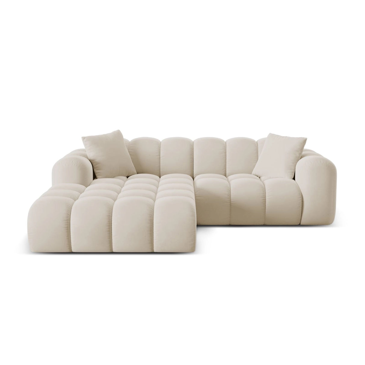 Treno 3-Sitzer Ecksofa, Linke Seite, aus Samt in Dunkelbeige (Bluvel 30), 240x184x70 cm von Cosmopolitan Design – Bild 1