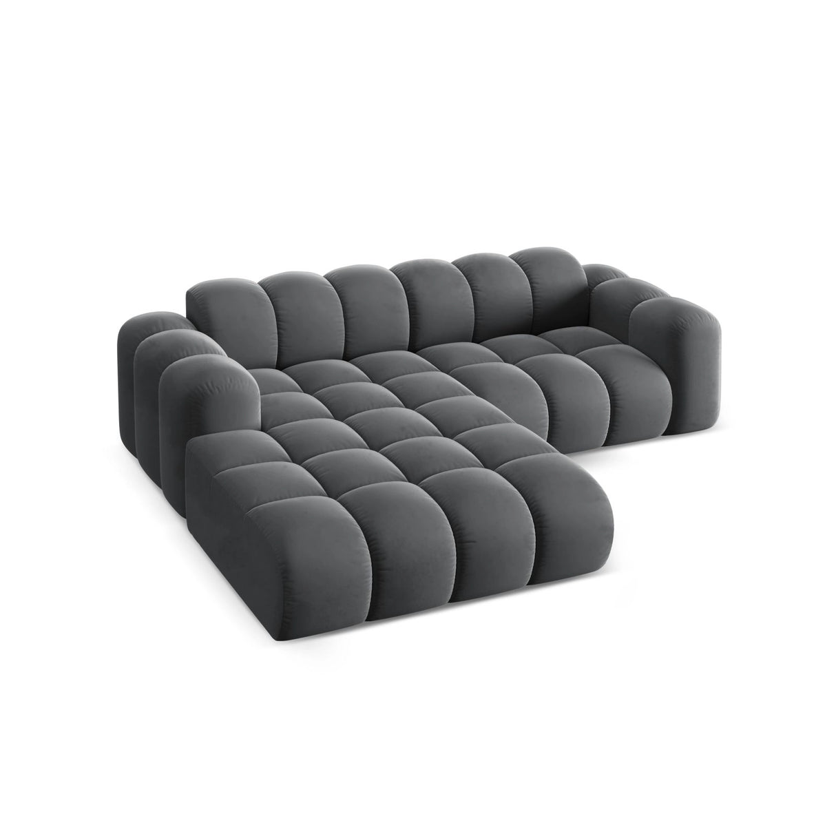 Treno 3-Sitzer Ecksofa, Linke Seite, aus Samt in Grau (Bluvel 14), 240x184x70 cm von Cosmopolitan Design – Bild 5