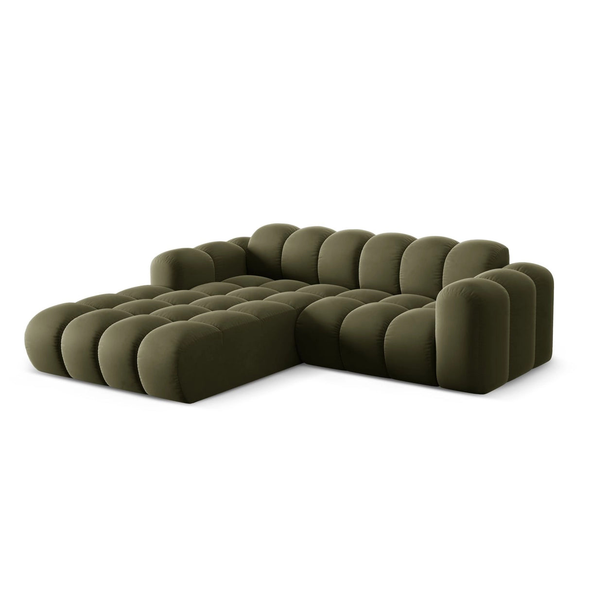 Treno 3-Sitzer Ecksofa, Linke Seite, aus Samt in Grün (Bluvel 77), 240x184x70 cm von Cosmopolitan Design – Bild 4