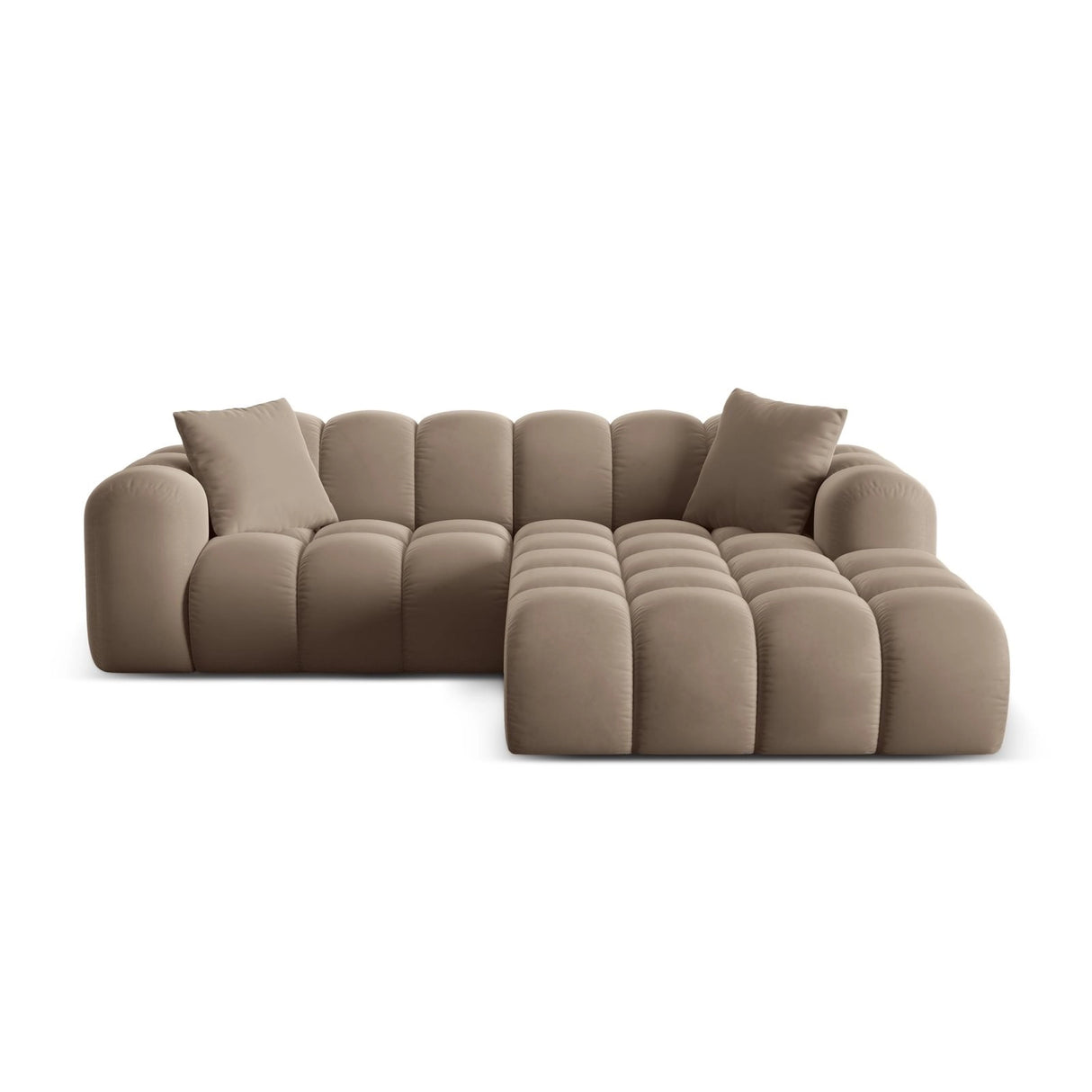 Treno 3-Sitzer Ecksofa, Rechte Seite, aus Samt in Cappuccino (Bluvel 40), 240x184x70 cm von Cosmopolitan Design – Bild 1
