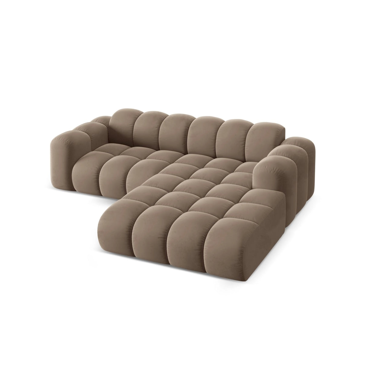 Treno 3-Sitzer Ecksofa, Rechte Seite, aus Samt in Cappuccino (Bluvel 40), 240x184x70 cm von Cosmopolitan Design – Bild 5