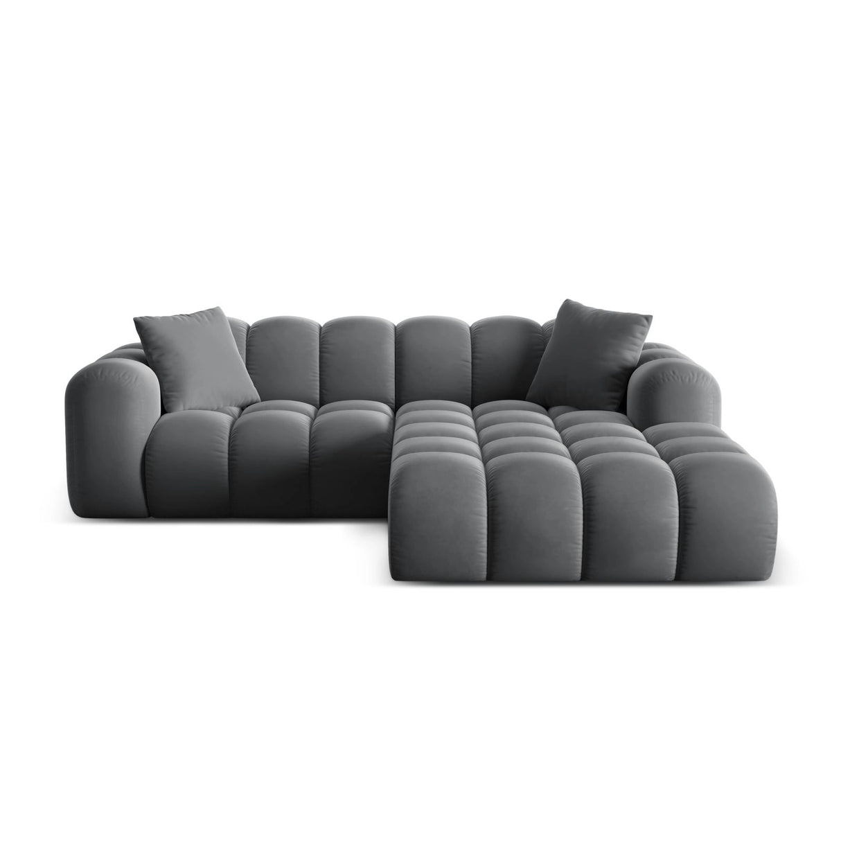 Treno 3-Sitzer Ecksofa, Rechte Seite, aus Samt in Grau (Bluvel 14), 240x184x70 cm von Cosmopolitan Design – Bild 1