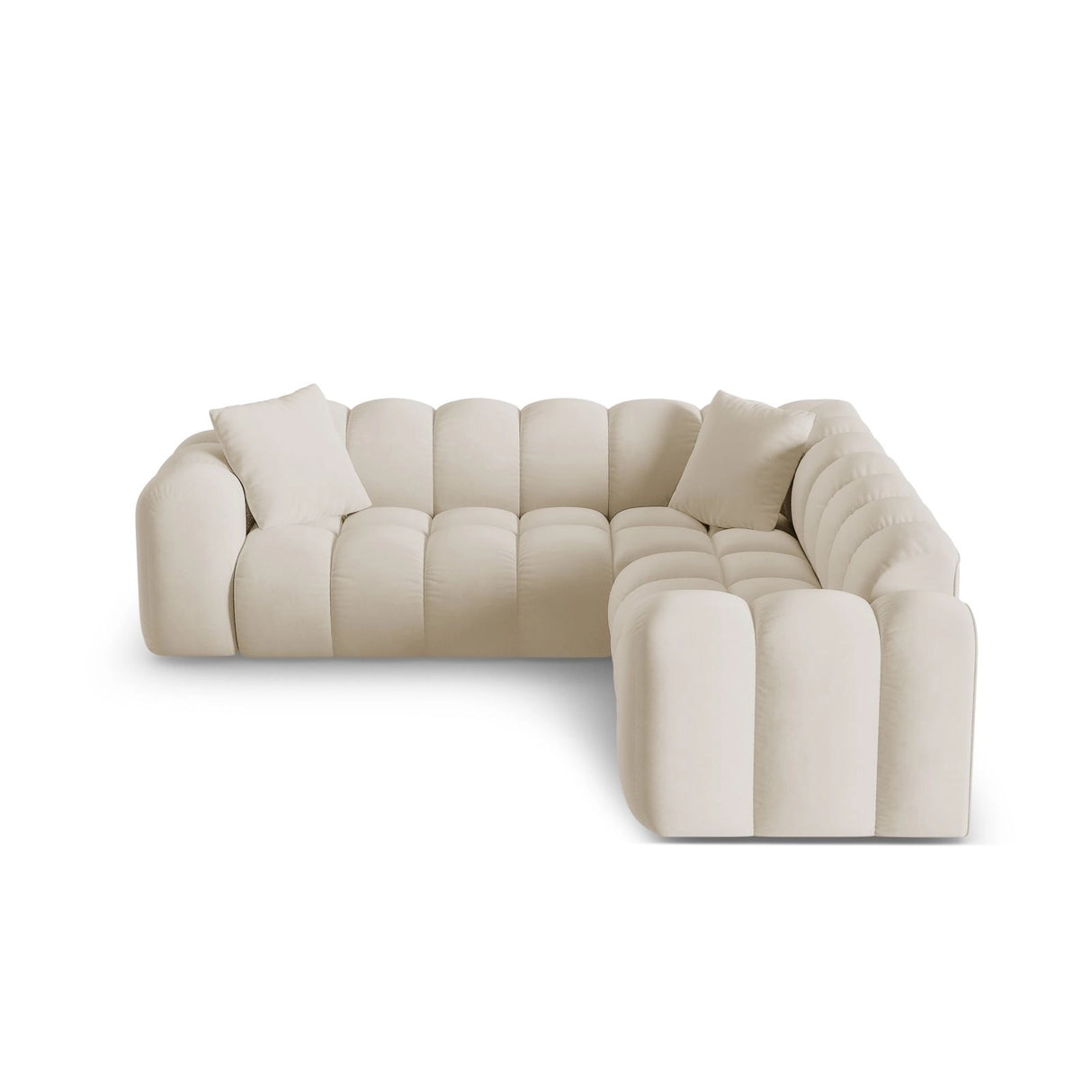 Treno 3-Sitzer Ecksofa, symmetrisch, aus Samt in Dunkelbeige (Bluvel 30), 240x240x70 cm von Cosmopolitan Design – Bild 1