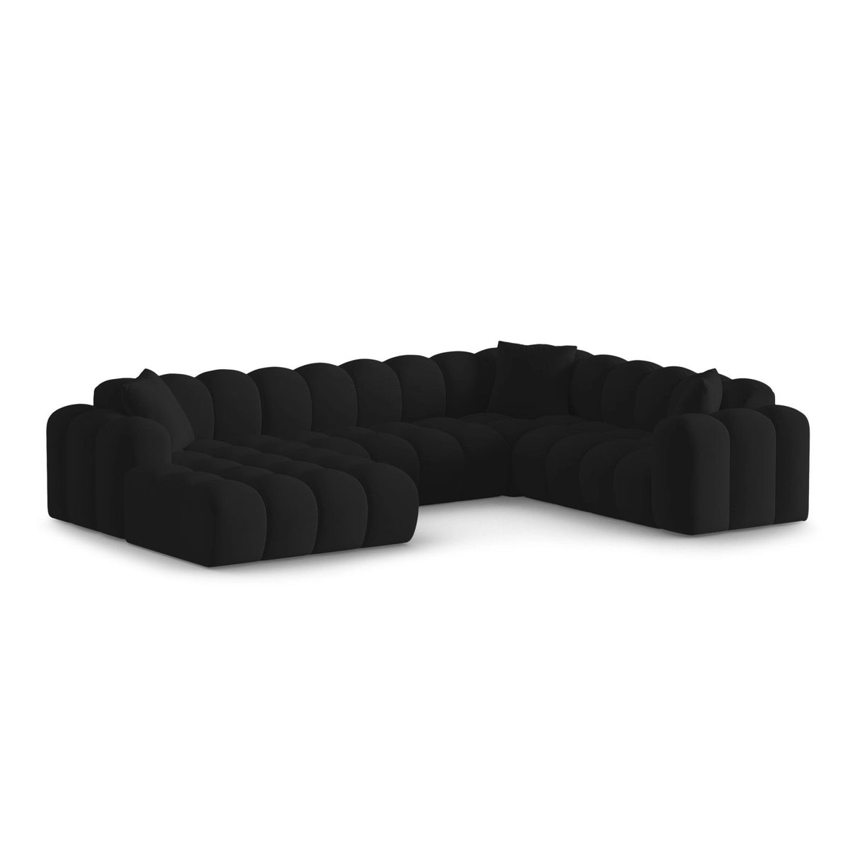 Treno 4-Sitzer Panorama Ecksofa, Rechte Seite, aus Samt in Schwarz (Bluvel 19), Beine aus Schwarzes Plastik, 330x240x70 cm von Cosmopolitan Design – Bild 3