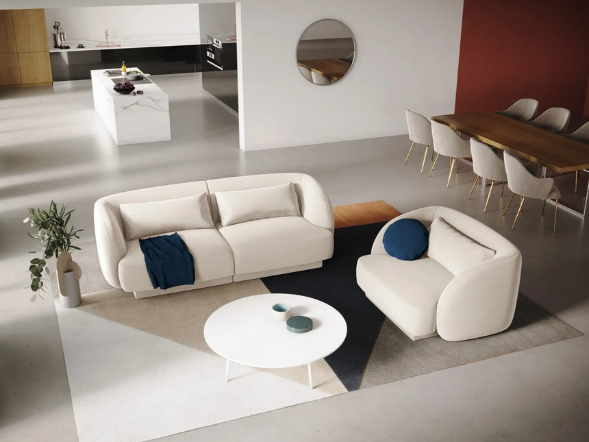 Tulum 2-Sitzer Sofa aus Samt in Hellbeige (Bluvel 22), 180x90x70 cm von Cosmopolitan Design – Bild 2