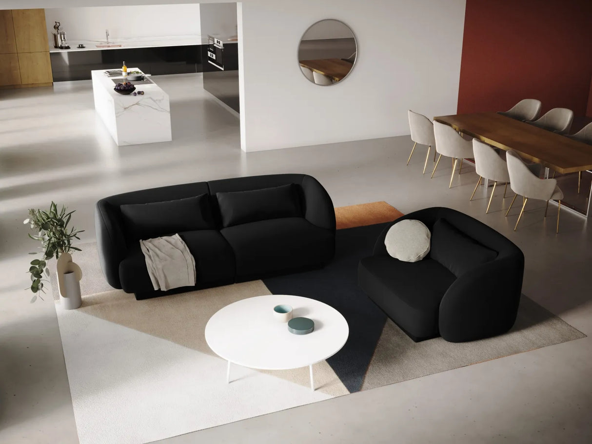 Tulum 2-Sitzer Sofa aus Samt in Schwarz (Bluvel 19), 180x90x70 cm von Cosmopolitan Design – Bild 2