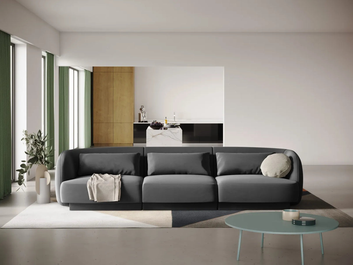 Tulum 3-Sitzer Sofa aus Samt in Grau (Bluvel 14), 255x90x70 cm von Cosmopolitan Design – Bild 2